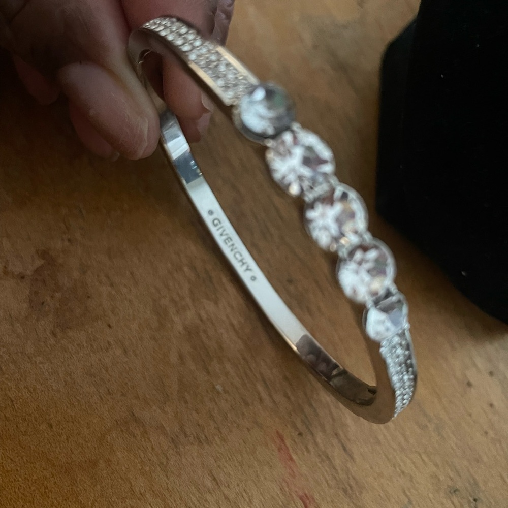 Givenchy Silver Bangle With Crystal Detailing - image 3